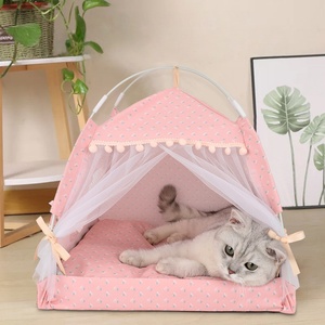 Tente <span class=keywords><strong>tipi</strong></span> pour chat en lin personnalisée Petopia, <span class=keywords><strong>lit</strong></span> pliable avec caoutchouc et duvet, durable, pour l'intérieur et l'extérieur, perchoirs et lits pour chat - Product Image 2