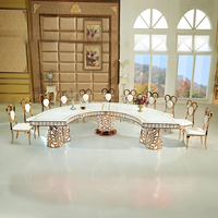 Hôtel de luxe miroir or banquet salle à manger table de mariage et chaise pour événement