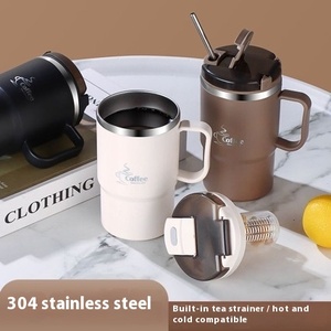 Taza de Café de Acero Inoxidable de Doble Pared de 18 oz con Tapa y Cuchara para Regalos Empresariales o para Acampar - Product Image 2