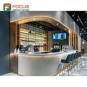 Expositor de café creativo con estantes escalonados para botellas de jarabe, estantería de exhibición de productos de madera mate para área de venta al por menor - Product Image 2