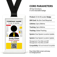 Détecteur d'actifs ultra-mince avec signal sans fil, affichage E-Ink pour la protection du personnel, expédition en gros, option de personnalisation de la marque