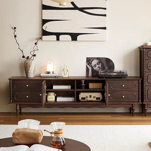 Meuble TV rétro en bois massif, 180x40x57 Cm, meuble de rangement pour salon, meubles de style français et américain - Product Image 4