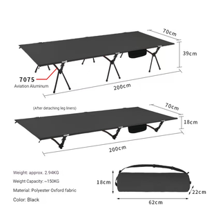 Cama <span class=keywords><strong>de</strong></span> Camping Impermeable <span class=keywords><strong>de</strong></span> Aleación <span class=keywords><strong>de</strong></span> Aluminio 2 en 1 con Altura Ajustable |   Capacidad <span class=keywords><strong>de</strong></span> Carga <span class=keywords><strong>de</strong></span> 120 kg |   Cama Plegable para Exteriores, para Dormitorio o Playa - Product Image 2