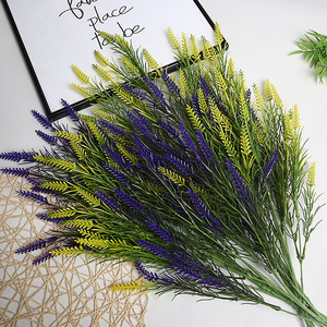 Fleurs artificielles de lavande Lichao jaunes et violettes en plastique pour décoration de mariage, maison et extérieur, moulées par injection - Product Image 2