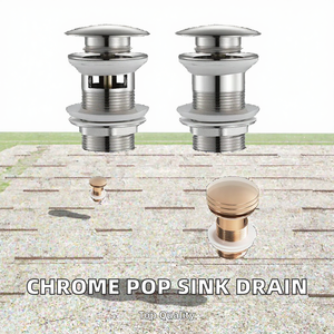 Vanne de vidange escamotable ronde en laiton chromé avec trop-plein, filetage G1 1/4, pour lavabo de salle de bain, cuisine, hôtel - Product Image 2