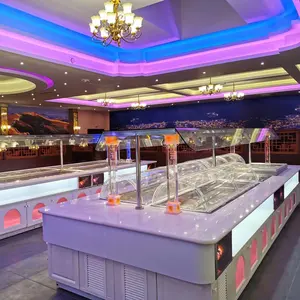 Commercial Combination Salad Buffet Bar Showcase Table Modern Hotel Sushi Buffet Counter Equipment Design