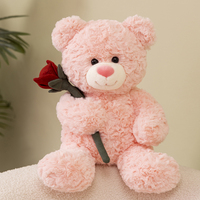 Groothandel 30cm Teddybeer met Roos Zachte Pluche Beer Pop Knuffeldier Speelgoed Valentijnsdag Decoratie Cadeaus Feestdag Cadeau
