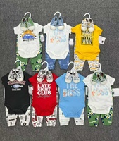 Ensemble de 3 pièces pour bébé : chaussures, body à manches courtes + pantalon + baskets, vêtements pour nourrissons de 3 à 9 mois, ensemble en coton et polyester pour l'été
