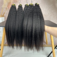 Extensions de Cheveux Humains Vierges Bruts 15A Non Traités en Gros, Tissages Yaki Kinky Straight Double Drawn pour Femmes Noires