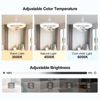 Ventilateur de plafond en plastique à 5 pales, 3 températures de couleur, télécommande, ventilateur de plafond rotatif avec lumière LED