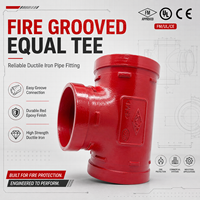 Raccord de tuyauterie rainuré en fonte ductile haute pression homologué UL FM, coude rainuré en T pour système de protection incendie