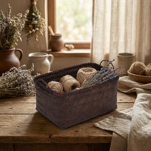 Hot Sale Natural <b>Bamboo</b> Utility Basket Rectangular Handcrafted Storage <b>Container</b> for Towels Toys Laundry - Product Image 4