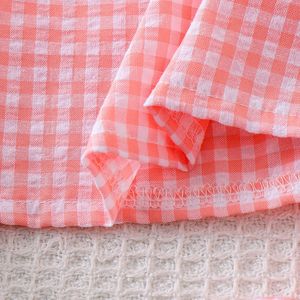 Ensemble 2 pièces léger et respirant pour petites filles, motif gingham, haut à manches volantées et revers, <span class=keywords><strong>short</strong></span> à taille élastique pour l'été et les jeux quotidiens - Product Image 4