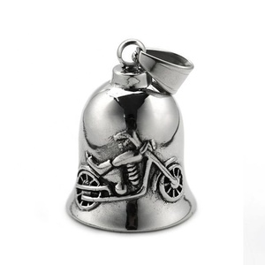 Meilleure qualité en acier inoxydable moto métal cloche ange gardien cloche avec bonne chance motard Gremlin croix cloche porte-clés - Product Image 5