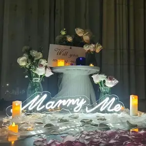 Sinal de néon personalizado com letras de luz LED para decoração de festas de casamento na parede de casa