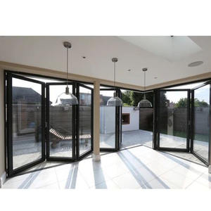 Porte pliante en <span class=keywords><strong>accordéon</strong></span> en aluminium noir de style industriel moderne 60x80 Portes en verre de patio à glissière française Utilisation intérieure et extérieure Villas - Product Image 5