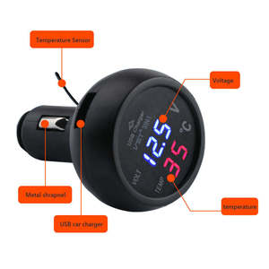 3 in <span class=keywords><strong>1</strong></span> 자동차 배터리 전압 온도 측정기(LED 디스플레이 포함) 2.1A USB 충전 전화 충전용 다기능 자동차 게이지 - Product Image 5