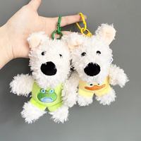 Porte-clés en peluche personnalisé en gros, motif chien moelleux, Terrier Blanc Kawaii, Westie, animal en peluche, breloque de sac, chiot habillé, cadeau