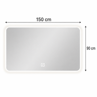 Miroir intelligent LED carré moderne de luxe personnalisé, indice de protection IP44, fonction anti-buée, finition dorée PVD, écran tactile pour salle de bain, usage hôtelier