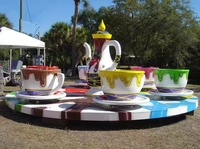 Manège à tasses à thé sur le thème du lotus pour parc d'attractions, équipement de jeux d'extérieur pour enfants KANGYA, modèle E01, 8 places, à vendre