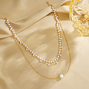 Exquisito y Elegante Collar de Moda para Mujer con Colgante de Corazón Multicapa, Chapado en Oro de 18K con Perla - Product Image 4