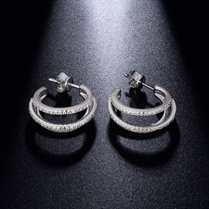 Boucles d'oreilles tendance en argent français avec moissanite, style hip-hop - Product Image 5