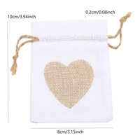10 pièces coton lin toile de jute sac coeur Jute cordon bonbons cadeaux emballage sacs pour mariage fête d'anniversaire décor bijoux pochettes
