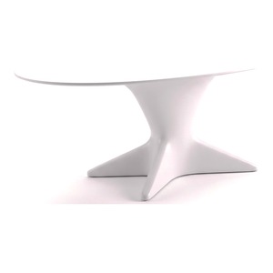 Modern <b>White</b> Oval Fiberglass <b>Dining</b> <b>Table</b> with Sculptural Pedestal Base for Home <b>Dining</b> Room - Product Image 6