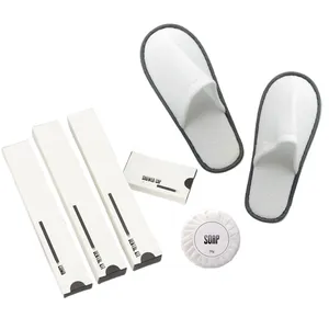 Wholesale High-End Hotel Custom Beauty Disposable Amenities Set Toothbrush Toothpaste Comb Shaver Slippers Set