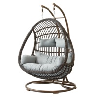 Chine Chaise suspendue de patio en métal d'intérieur et d'extérieur Double chaise de balançoire en rotin d'osier Meubles de balcon