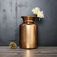 Nordic Light Luxe Or Rose En Métal Brossé Maison bar Décoration Intérieure Ornements Fleur Vase Pot De Fleur Conteneur Emballage Cadeau