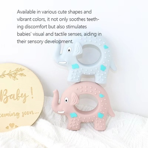 <span class=keywords><strong>Silicone</strong></span> Hữu Cơ Elephant <span class=keywords><strong>Teether</strong></span> mềm đồ chơi trẻ sơ sinh nhai vòng và Rattle thân thiện với môi cảm giác teethers cho trẻ sơ sinh - Product Image 5