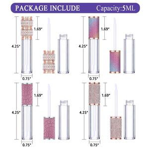 5ml Plastic Rhinestone Lipgloss Tube with Screen Printed Screw Cap for Liquid Lipstick and Skin Care - Product Image 3