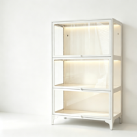 Armoire de rangement en acier multi-niveaux de luxe moderne, vitrine en verre transparent, design gain de place pour hôtel, villa, salon