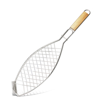 Accessoires de barbecue en acier inoxydable de haute qualité, panier de cuisson en forme de poisson pour barbecue en plein air avec anneau amovible