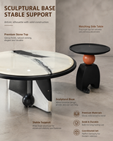 Ensemble de tables d'appoint modernes en marbre avec piédestal au design artistique pour mobilier de salon de luxe, usine OEM