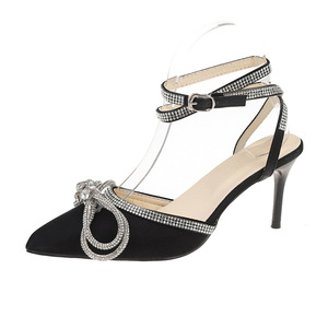 <span class=keywords><strong>Sandali</strong></span> Sexy con <span class=keywords><strong>Tacco</strong></span> a Spillo e Cinturino alla Caviglia, Punta Affusolata, Strass, Stile Coreano, Tomaia in Tessuto, Suola in Gomma, Nuovi Tacchi <span class=keywords><strong>Estivi</strong></span> 2026 - Product Image 6