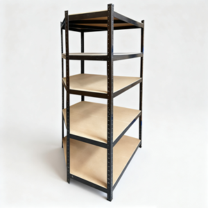 5 Layer All Black Steel/Iron Light Duty <b>Adjustable</b> Corrosion Boltless Corner <b>Shelf</b> for Basement & Garage - Product Image 4