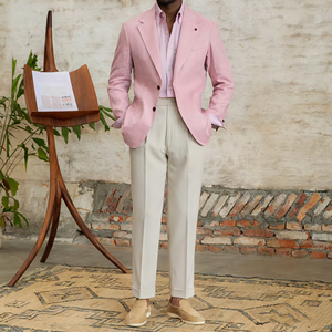 Giacca da Completo Slim Fit per <span class=keywords><strong>Uomo</strong></span> in 100% <span class=keywords><strong>Lino</strong></span> di Alta Qualità, Semi-Foderata con Logo Personalizzato, <span class=keywords><strong>Abito</strong></span> Casual per <span class=keywords><strong>Uomo</strong></span> - Product Image 2