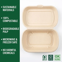 Couvercle de barquette jetable biodégradable en bagasse de canne à sucre elliptique de 500 ml (17 oz), compatible micro-ondes, pour petits contenants – Meilleures ventes