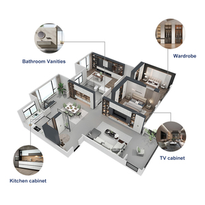 Buffet gris à montage facile avec porte vitrée LED, porte-vin et étagères pour salle à manger - Product Image 4