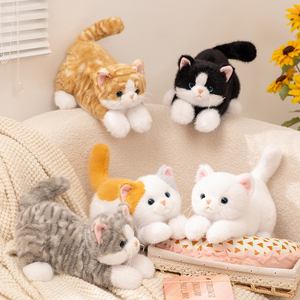 Venta caliente simulación de peluche gato tumbado Animal relleno decoración del hogar niños Regalo de Cumpleaños suave gato realista muñeca de juguete - Product Image 4