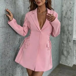 <span class=keywords><strong>2023</strong></span> personnalisé femme mode luxe concepteur mode bureau dame été une pièce à manches longues élégant Mini blazer robe femmes - Product Image 5