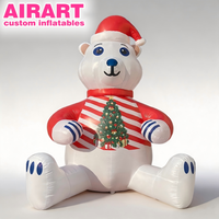 Ours polaire gonflable de Noël avec couronne, personnalisable en couleur et taille, fournitures de fêtes de Noël, ours de dessin animé