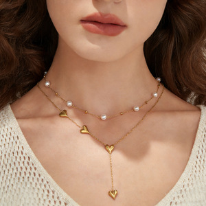 Collier de perles plaqué or 18 carats, chaîne de clavicule superposée, design élégant, à porter au quotidien - Product Image 3