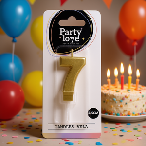Vela de Cumpleaños con Número 7 Dorado de Party Love, 4.5 cm - Product Image 2