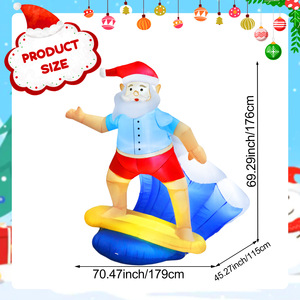 6ft Low Outdoor Christmas Año Nuevo Decoración Navidad Inflable Surf <span class=keywords><strong>Santa</strong></span> <span class=keywords><strong>Claus</strong></span> - Product Image 3