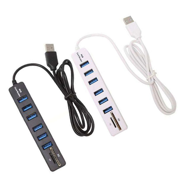 Hub Multi-Splitter 6-Port USB 2.0 Type-C High-Speed Transmission Memory TF Adapter Plug & Play for Laptop/PC