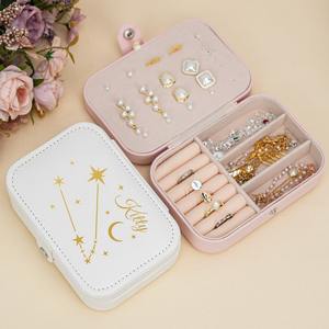 Organizador de Joyas Personalizado de Una Pieza, Estilo Clásico Cuadrado, de Cuero, para Decoración del Hogar, con Estampado Personalizado y Estampado en Dorado - Product Image 1