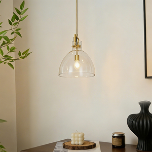 Copper Glass <b>Single</b> Head Lamp Nordic Style Indoor Decorative Hanging Pendant <b>Light</b> for Living Room Bedroom Dining Room - Product Image 2
